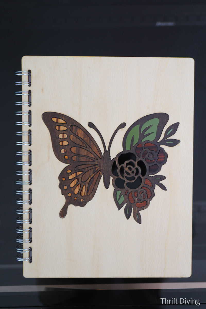 Exotic Wood Spiral Butterfly Journal