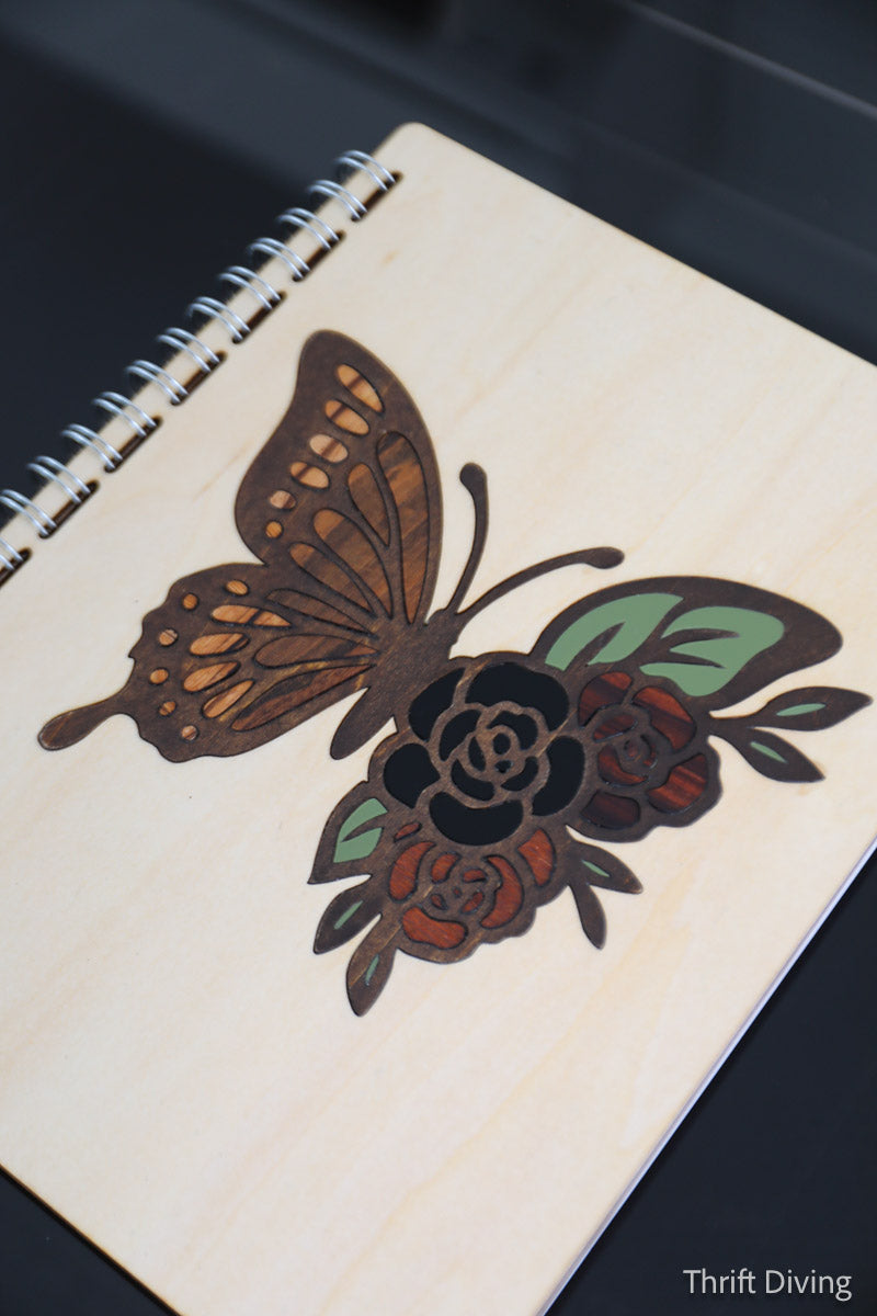 Exotic Wood Spiral Butterfly Journal
