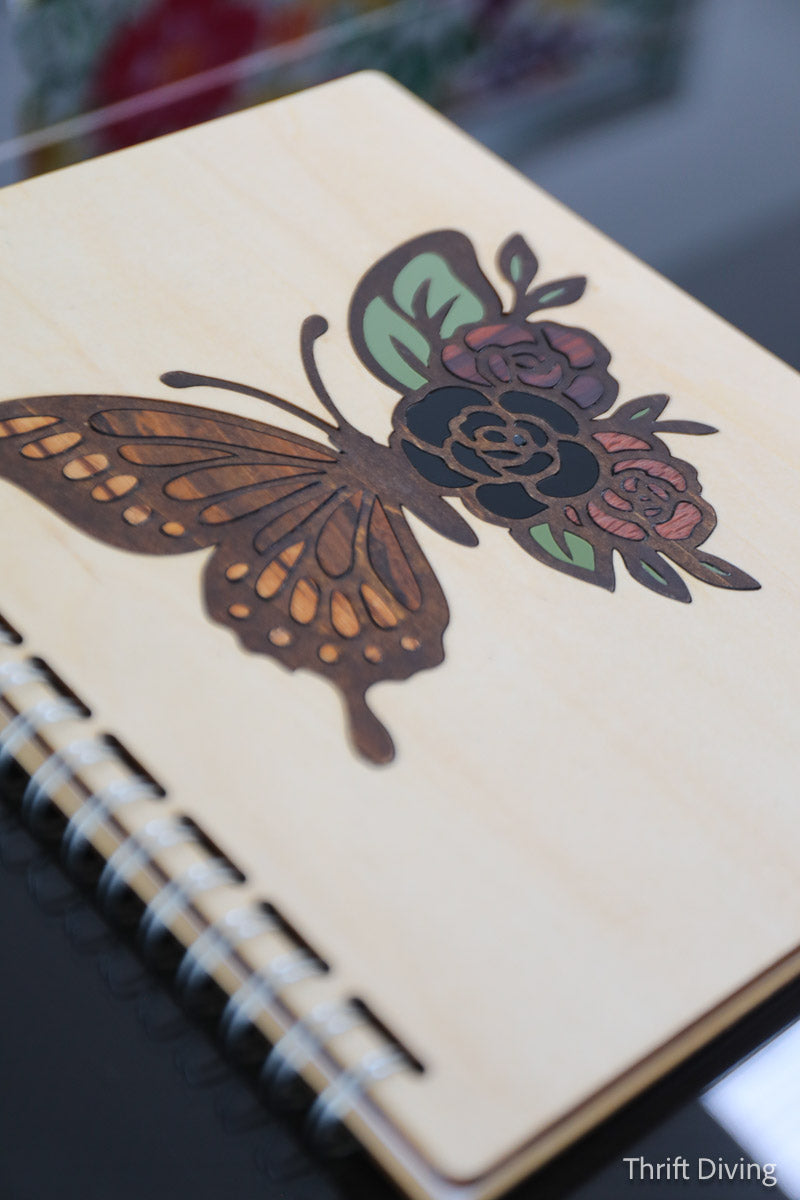 Exotic Wood Spiral Butterfly Journal
