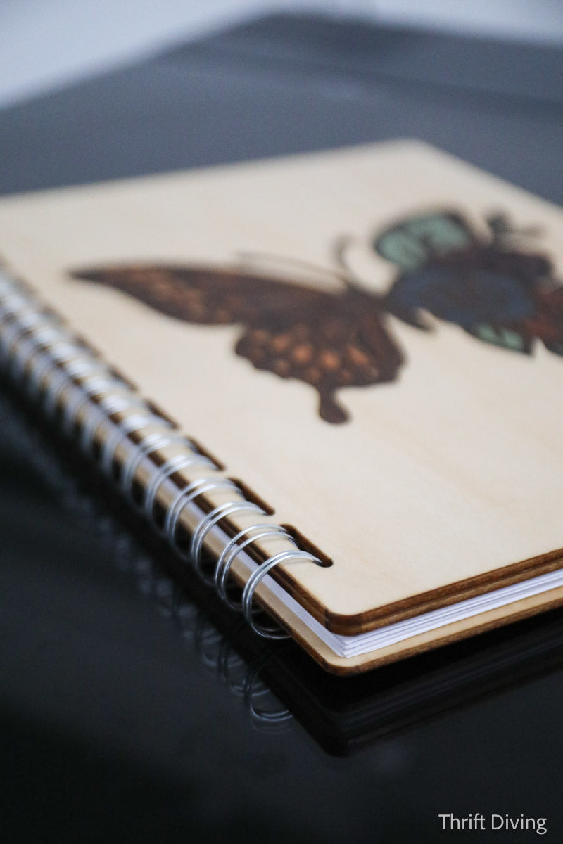 Exotic Wood Spiral Butterfly Journal